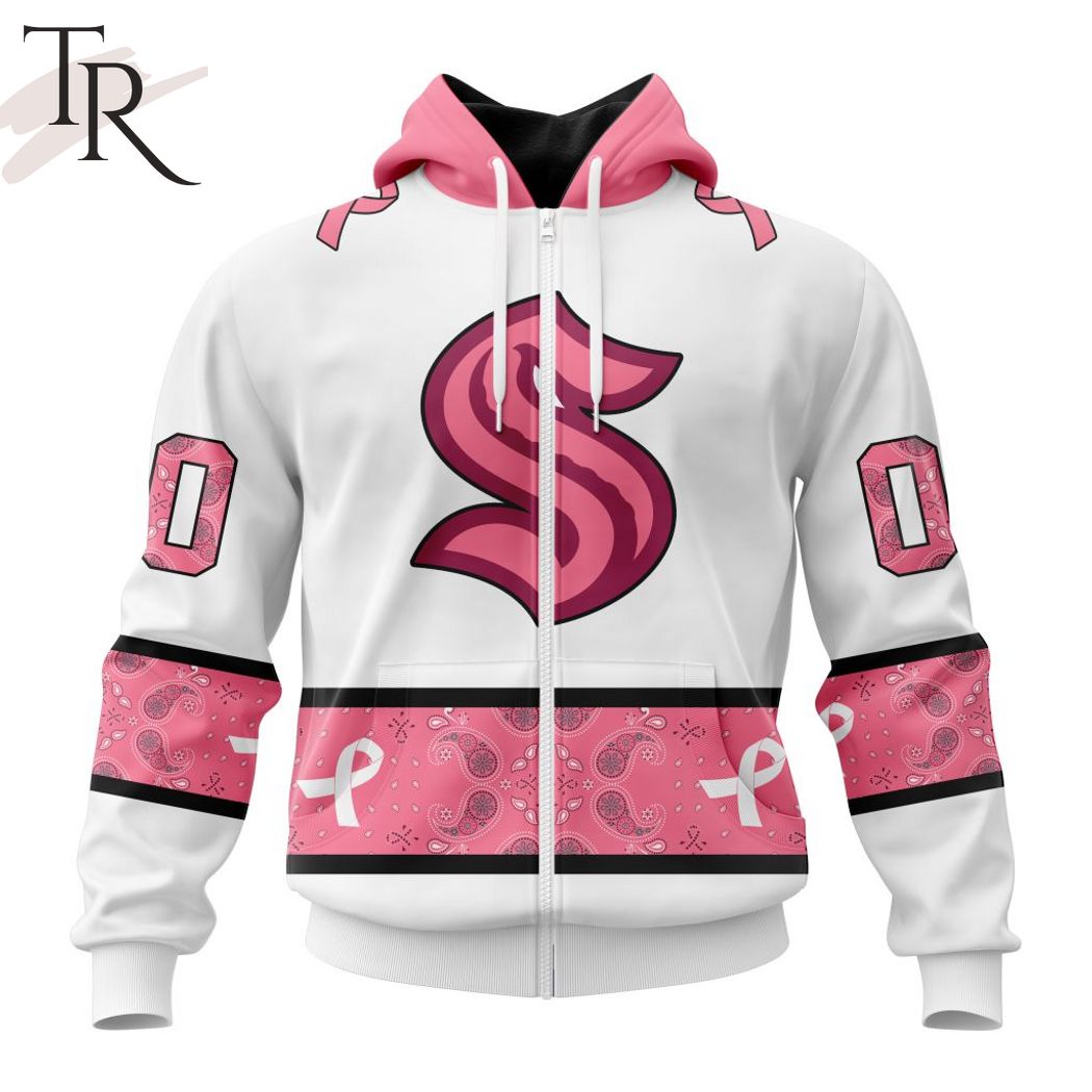 New 2025 NEW] Personalized NHL Seattle Kraken In Classic Style With Paisley! IN OCTOBER WE WEAR PINK BREAST CANCER Custom Hoodie - Image 2